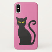 BLACK CAT PINK IPHONE CASE (Achterkant)