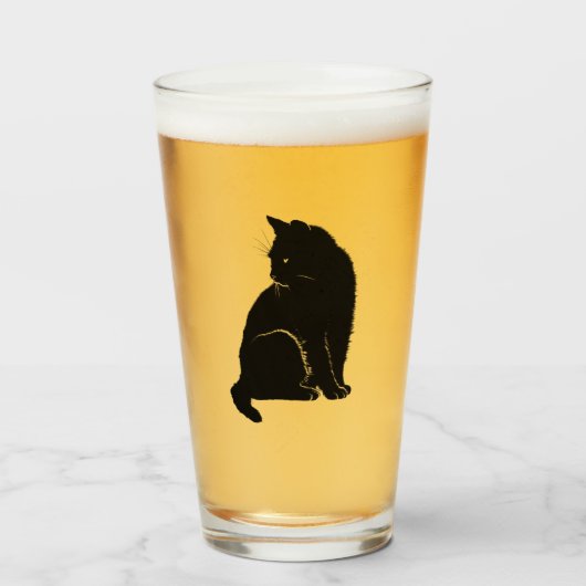 Black Cat Pint Glass Glas (Voorkant gevuld)