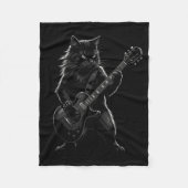 Black Cat Playing Electric Guitar Gothic Rocker  Fleece Deken (Voorkant)
