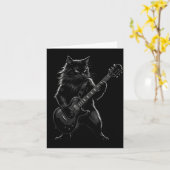 Black Cat Playing Electric Guitar Gothic Rocker  Kaart (Gele Bloem)