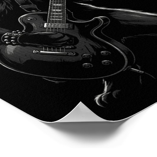 Black Cat Playing Electric Guitar Gothic Rocker  Poster (Hoek)