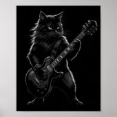Black Cat Playing Electric Guitar Gothic Rocker  Poster (Voorkant)
