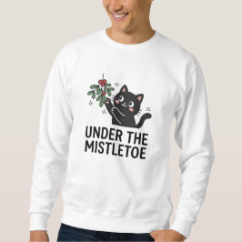 Black Cat Playing Mistletoe Festive Cartoon Trui
