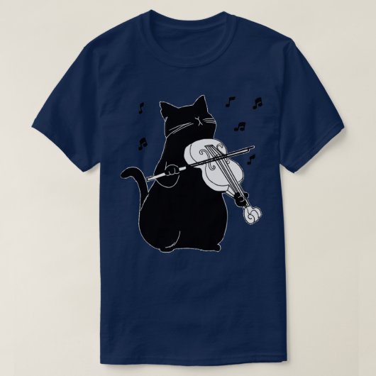 Black Cat Plays Violin Funny Musician Gift T-shirt (Design voorkant)