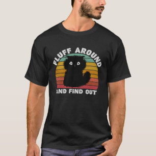 Black Cat pluizig rond en ontdek Kinder Mannen vro T-shirt