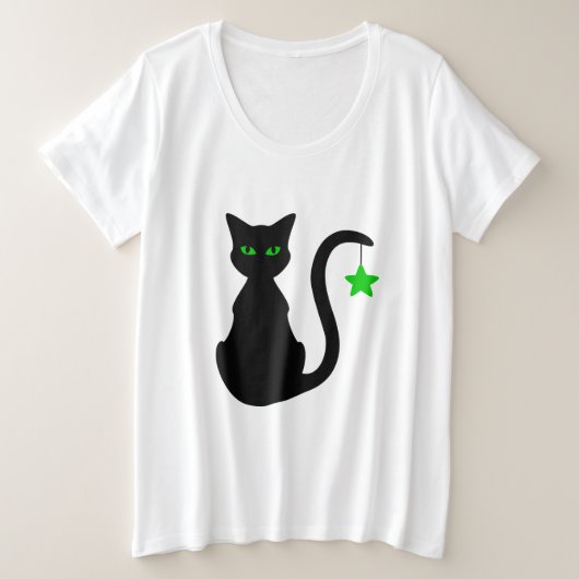 Black Cat Plus Size T-Shirt (Design voorkant)