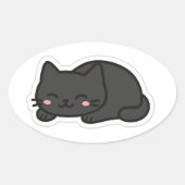 Black Cat PNG Sticker – Cute Kawaii Cat Loaf (Voorkant)