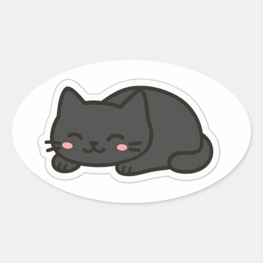 Black Cat PNG Sticker – Cute Kawaii Cat Loaf (Voorkant)