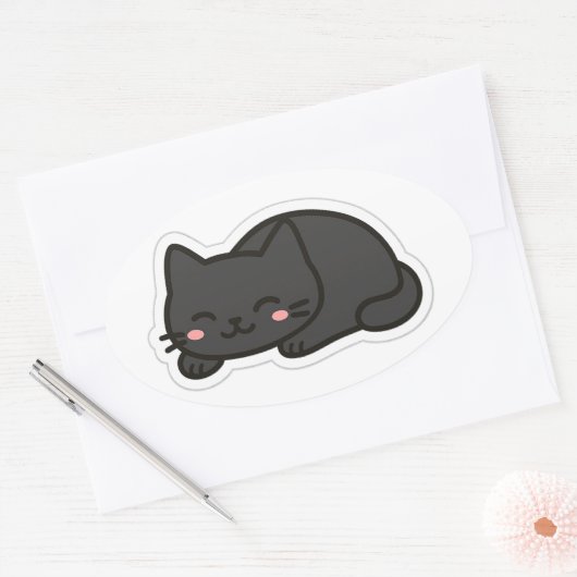 Black Cat PNG Sticker – Cute Kawaii Cat Loaf (Envelop)