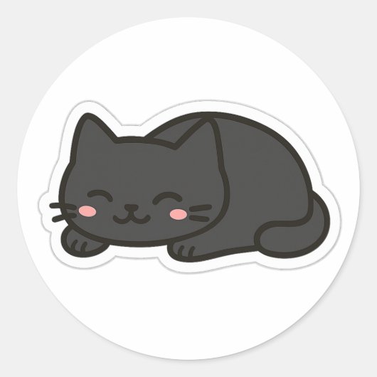 Black Cat PNG Sticker – Cute Kawaii Cat Loaf (Voorkant)