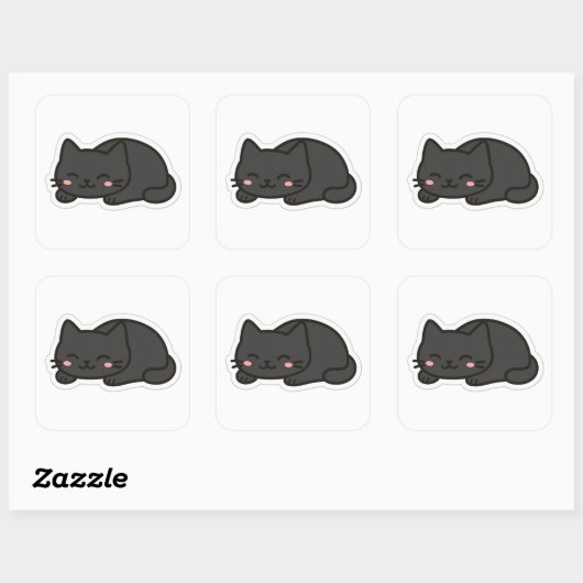Black Cat PNG Sticker – Cute Kawaii Cat Loaf (Vel)