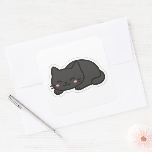 Black Cat PNG Sticker – Cute Kawaii Cat Loaf (Envelop)