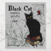 Black Cat Poison Punch Halloween Wijn Etiket (Enkel label)