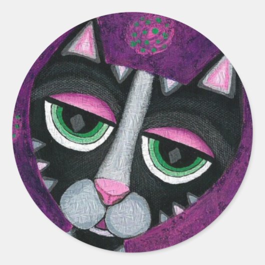 Black Cat & POlka Dots - katachtige stickers (Voorkant)