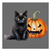 Black Cat & Pompoen Halloween POSTER (Voorkant)