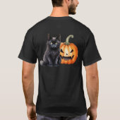 Black Cat & Pompoen Halloween T-shirt (Achterkant)