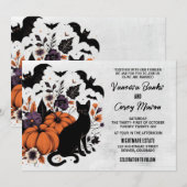 Black Cat pompoenen bruiloft Kaart (Voorkant / Achterkant)