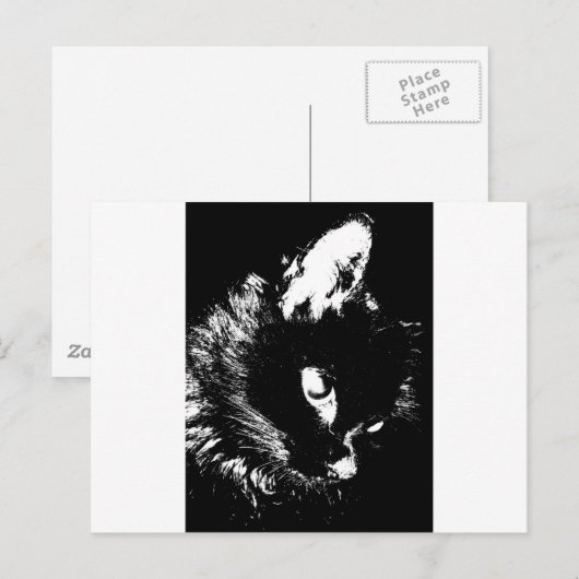 Black Cat Pop Art Briefkaart (Voorkant / Achterkant)