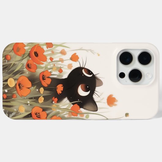 Black Cat Poppy Meadow Case-Mate iPhone Case (Achterkant (horizontaal))