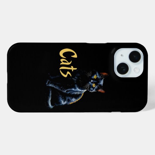 Black Cat Portrait Case-Mate iPhone Case (Achterkant (horizontaal))