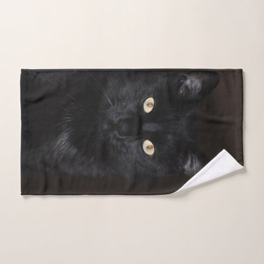 Black Cat Portrait Handdoek (Handdoek)