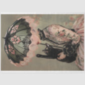 Black Cat Portrait & Parasol Victoriaans vrouw Tissuepapier (Voorkant)