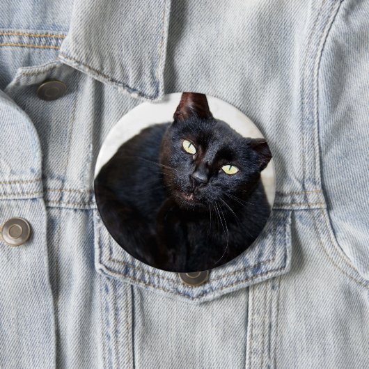 Black Cat Portrait Ronde Button 4,0 Cm (In situ)