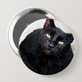 Black Cat Portrait Ronde Button 4,0 Cm (Voorkant /achterkant)