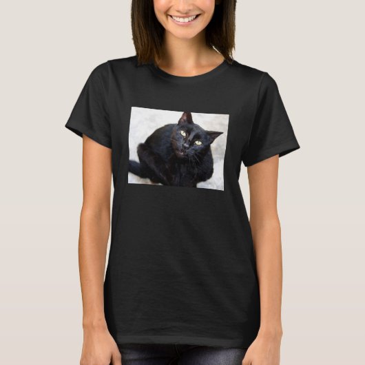 Black Cat Portrait T-shirt (Voorkant)