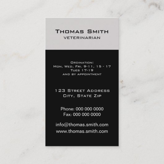 Black Cat Portrait Visitekaartje (Achterkant)