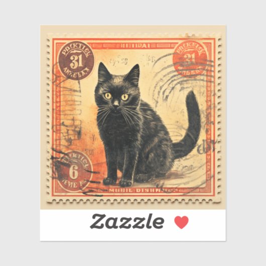 Black Cat postzegel Een op maat gesneden vinyl Sti Sticker (Vel)