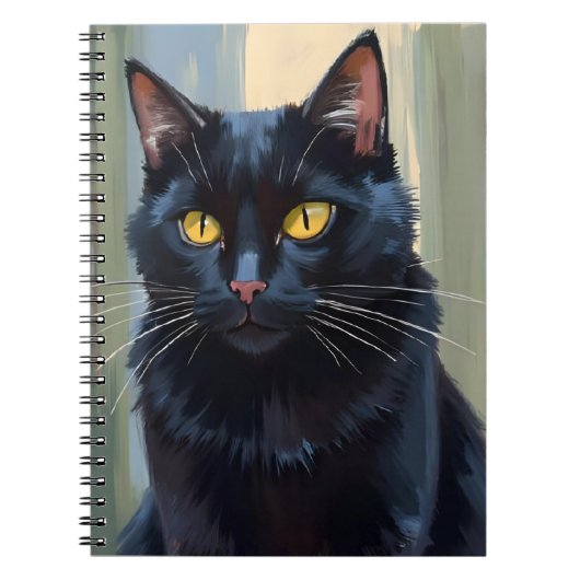 Black Cat | Pretty Kitten Watercolor Notitieboek (Voorkant)