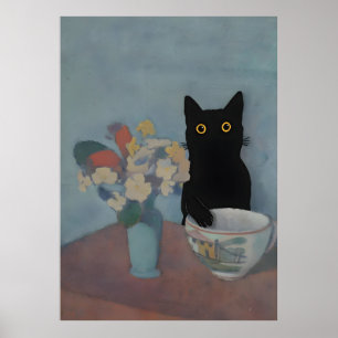 Black Cat Print stille Life Emile Bernard