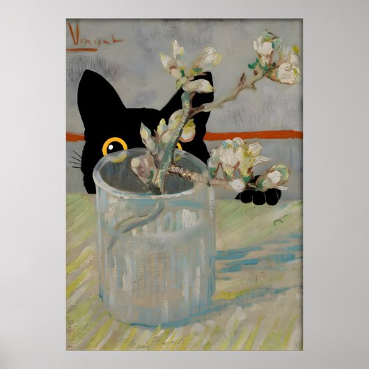 Black Cat Print Van Gogh still Life (Voorkant)