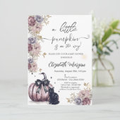 Black Cat Pumpkin Bow Flowers Baby shower Kaart (Staand voorkant)
