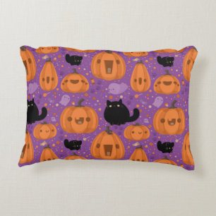 Black cat Pumpkin en Ghost Pattern Accent Kussen