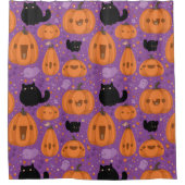 Black cat Pumpkin en Ghost Pattern Douchegordijn (Voorkant)