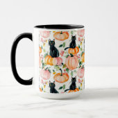 Black Cat & Pumpkin Fall Spooky Halloween Coffee  Mok (Links)
