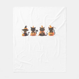 Black Cat Pumpkin Fleece Deken