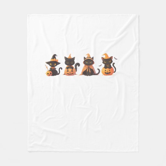 Black Cat Pumpkin Fleece Deken (Voorkant)