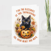 Black Cat & Pumpkin Greeting Card Bedankkaart (Voorkant)