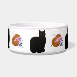 Black Cat Pumpkin Halloween Herfst Maureen A. Gira Voerbakje