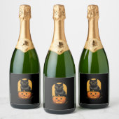 Black Cat Pumpkin Halloween Kostuum voor Vrouwen M Sparkling Wijnetiket (Flessen)