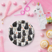 Black Cat Pumpkin Halloween Papieren Bordje (Feest)