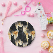 Black Cat Pumpkin Halloween Papieren Bordje (Feest)