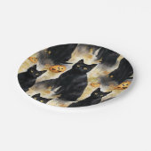 Black Cat Pumpkin Halloween Papieren Bordje (Gekanteld)