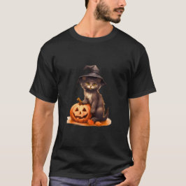 Black Cat & Pumpkin Halloween T-shirt – Classic Sp
