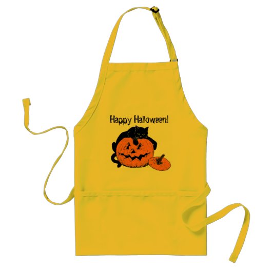 Black Cat Pumpkin Happy Halloween Apron Standaard Schort (Voorkant)