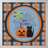 Black Cat & Pumpkin Not Scary Halloween Poster (Voorkant)