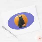 Black Cat Pumpkin Ovale Sticker (Envelop)